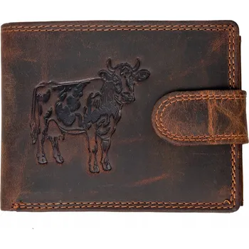 Peněženka WILD Kožená peněženka s přeskou Kráva - hnědá