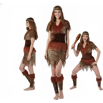 Karnevalový kostým Sada pro dospělé Manželka jeskynníka (šaty s páskem, čelenka,