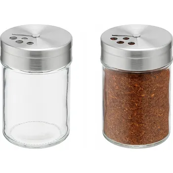 Dóza na potraviny Skleněná nádoba na koření JASPER 55 ml nerezová ocel, 3 typy otvorů