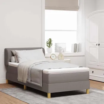 Ložnice vidaXL Postel s boxspringem s matrací s čelo Taupe 80 x 200 cm textil [3340182]