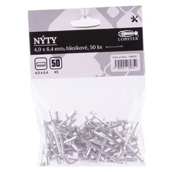Vrták Nýty 4,0 x 6,4 mm sada 50 ks hliníkové 108035