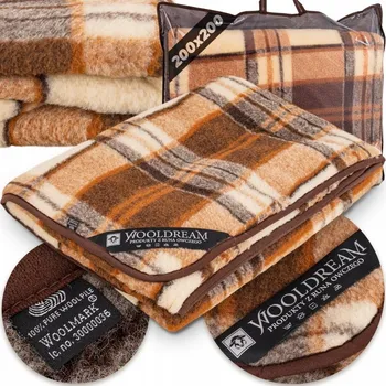 Prostěradlo Vlněná Koc Wooldream 200 cm x 200 cm hnědá