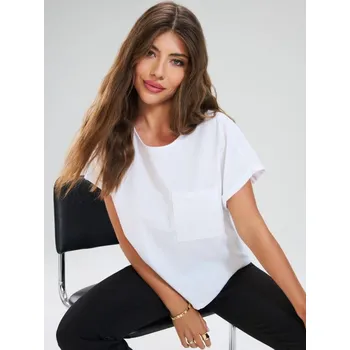 Dámská halenka Sinsay - Viskózová halenka s ozdobnou kapsou - bílá - 226FI-00X - 226FI-00X-XXL