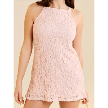 Dámská móda Sinsay - Krajkové mini šaty - růžová - 406CH-39X - 406CH-39X-S