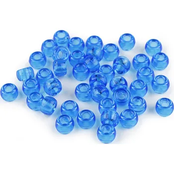 Dětské navlékací korálky Plastové korálky s velkým průvlekem 9x6 mm, velké, 8 modrá královská