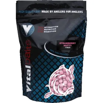 Nástraha Boilies Vitalbaits Strawberry Nutty 1kg 18mm