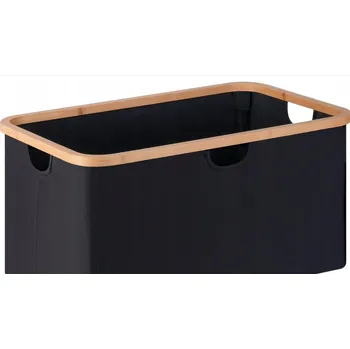 Koš na prádlo IEGROW Skládací koš na prádlo 63L s bambusovými madly, černý