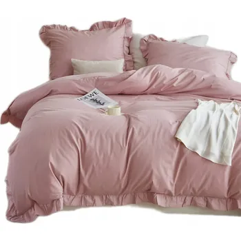 Povlečení Růžové pudrové Povlečení Ruffy Premium 100% Bavlna 160x200 + 2 Povlaky na polštáře