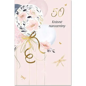 Ditipo Blahopřání - K VÝROČÍ 50.tiny (růžové s balónkém) 6890550