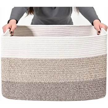 Koš na prádlo Eyeleaf Bavlněný koš na prádlo s uchy – bílý/hnědý