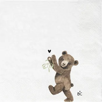 Papírový ubrousek Bastion Collections Papírové ubrousky L - MISTLETOE BEAR b420173