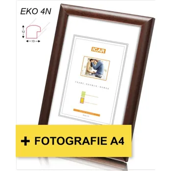 Rám na obraz Rámeček dřevěný Icar EKO 4N 21x30 (A4) tmavě hnědý + fotografie A4 r300004