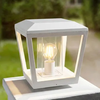 Lampička Lucande Podlahová lampa Dunia, bílá, kov, 24 cm, E27, IP54 - Noha – délka 12,2 cm, šířka 10 cm, výška 1,6 cm 1 x 15 W LED - Doprava zdarma