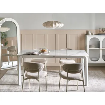 Zahrada Zahradní jídelní stůl bílý mramor slinutý kámen železný rám UV Odolný proti vodě a rzi Venkovní Vnitřní jídelna Terasa Moderní styl Beliani