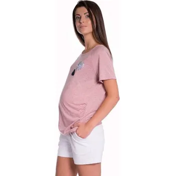 Be MaaMaa Těhotenské,bavlněné kraťasy s odpáratelným pásem - bílé, vel. S