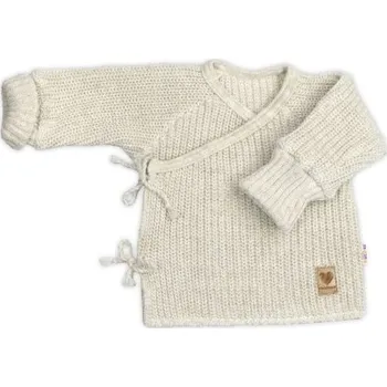 Dětská móda Kojenecký svetřík, rostoucí, na zavazování na boku - sv. béžová, písková, 62/68