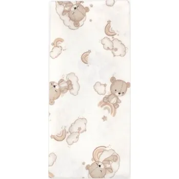 látková plena Flanelová plenka, 70x80 cm - Medvídek na mráčku, bílá/béžová