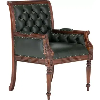 Masivní kancelářské křeslo Cambridge II, mahagon, lakované, zelené