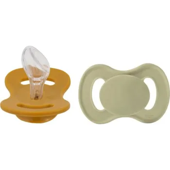 dudlíky Šidítko, dudlík ortodontický silikon, 2ks, Lullaby Planet, 0-6m, oliva/hořčice