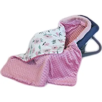 Dětská deka Baby Nellys Bavlněná oboustranná dečka 3v1 s minky a kožešinkou, 90x90 cm, kvítky