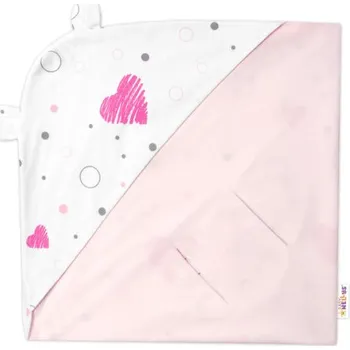 Zavinovací deka s kapucí, bavlna + jersey, I love Girl Baby Nellys, růžová