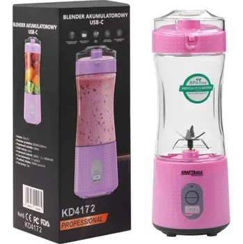 Topidlo Kraft&Dele KD4172, Přenosný akumulátorový blender USB-C | 380 ml, 2×3000 mAh, růžový