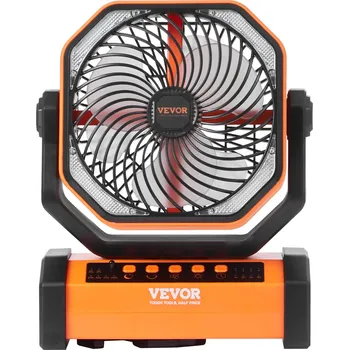 Domácí ventilátor Vevor Přenosný nabíjecí ventilátor 228.6mm led, 4 rychlosti, 45°/90°