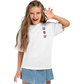 Pánské tričko SIROKO Bavlněné dívčí triko s krátkým rukávem Kitty-G Bílá 5 LET BÍLÁ