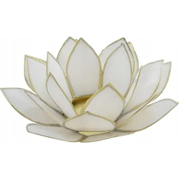 Svícen SVÍCEN KVĚT LOTOSU LOTOS Podstavec na Svíčky Tealight Mušle Capiz Bílý