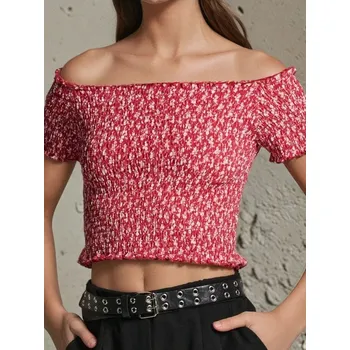 Dámské tričko Sinsay - Tričko s krátkým rukávem a ozdobným výstřihem - vícebarevná - 368EV-MLC - 368EV-MLC-XL