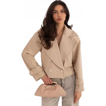 Dámský kabát Rue Paris dámský béžový trenčkot bez kapuce univerzální velikost