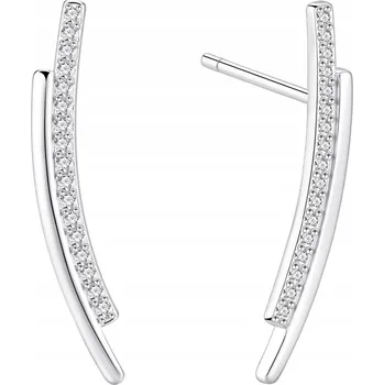 Náušnice STŘÍBRNÉ NÁUŠNICE S RHODIEM, DLOUHÉ ZAVÍSACÍ ZIRKONY PĚNCOVKY