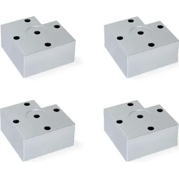 Emuca 2023225 Nohy nábytku, Nábytkové nohy z kovového plastu, Sada 4 ks, Výška 45 mm, Metalicky