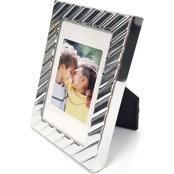Rám na obraz Rámeček 4,5 x 7 cm KPH MD-102 stříbrný šikmé proužky r110019