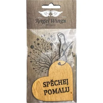 Vůně do auta Dřevěná vůně do auta Angel Wings - SPĚCHEJ POMALU, srdce c360002
