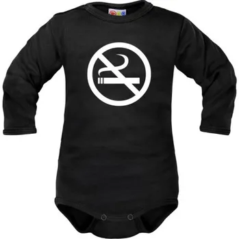 Body dlouhý rukáv Dejna No Smoking - černé, vel. 74