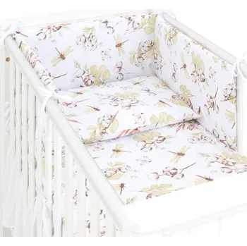 mantinel do postýlky Mantinel s povlečením do postýlky, 3D sada, Cotton, 135x100 cm, bílá, béžová