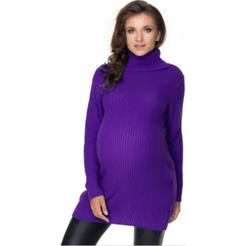 Těhotenská móda Be MaaMaa Dlouhý těhotenský svetr - fialová, vel. S/M