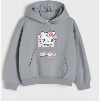 Dívčí mikina Reserved - Mikina Hello Kitty - tmavě šedá - 391BM-90X - 391BM-90X-158