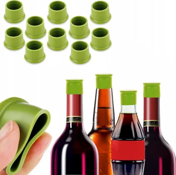 10x ZÁTKA KORKOVÁ ZÁTKA ŠROUBOVACÍ UZÁVĚR NA LÁHEV VÍNA NÁPOJŮ SILIKONOVÁ ZELENÁ