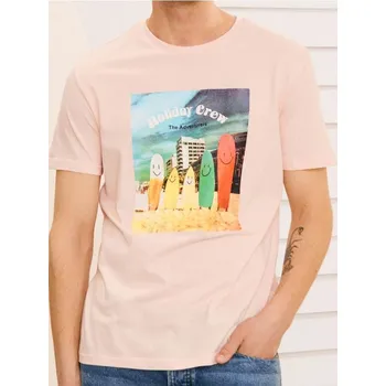 Pánská móda Sinsay - Tričko s krátkým rukávem - pastelová růžová - 9685I-03X - 9685I-03X-S