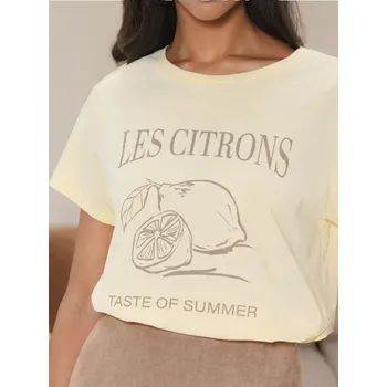 Sinsay - Tričko s potiskem - žlutá - 001CH-10X - 001CH-10X-XXS