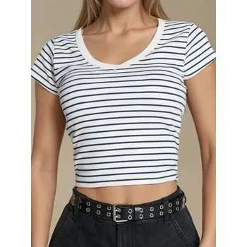 Dámské tričko Sinsay - Základní žebrované tričko - vícebarevná - 764BB-MLC - 764BB-MLC-XL