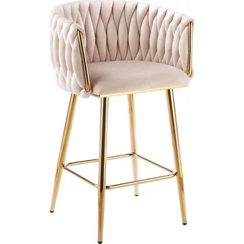 Barová židle Nábytek PEGAS s.r.o. Barová židle velvet béžová zlatý rám H7-FXJG G