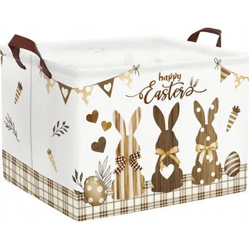 CLASTYLE Koš na prádlo pro děti Zajíček skládací hnědý 40x30x30 cm