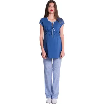 Těhotenská móda Be MaaMaa Těhotenské,kojící pyžamo - jeans/modrá