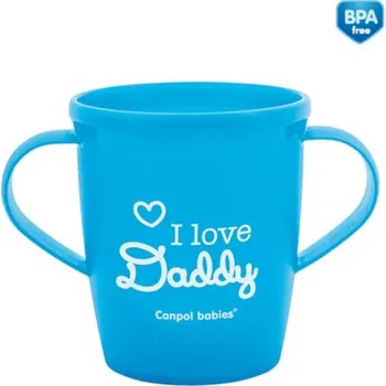 Kojenecká láhev Hrneček Canpol Babies 31/208 - modrý I LOVE DADDY