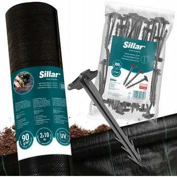 Mulčovací textilie SILNÁ AGRONOMICKÁ TKANINA 2x10m AGROTEXTILIE PROTI PLEVEL 90g SILNÁ + 100 kolíků kotev