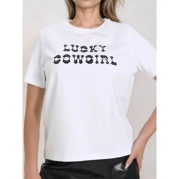 Sinsay - Bavlněné tričko s nápisem - bílá - 8819J-00X - 8819J-00X-XXS