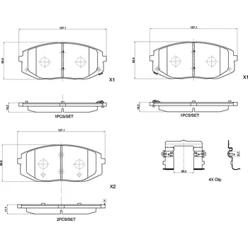Brzdová destička Sada brzdových destiček, vždy 4 kusy v sadě BREMBO P 30 161